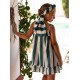 Jose Varon Summer Girl Beach Dress Dark Green Stripes