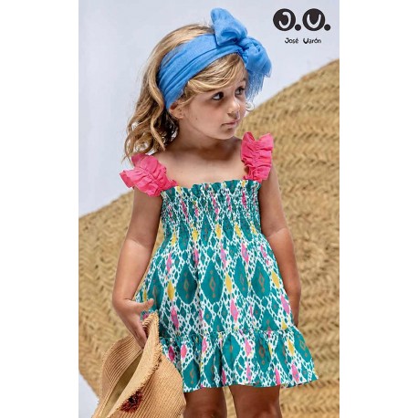 José Varón Verano Vestido niña Étnico Verde