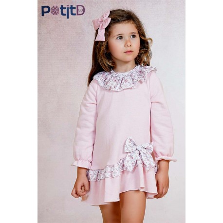 Petit DBB Invierno Vestido niña Rosa Flores