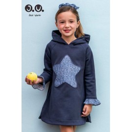José Varón Invierno Vestido niña Felpa Azul Estrella Animal Print