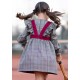 Jose Varon Winter Girl Gray Dress Garnet Cloth Tapes