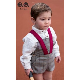 José Varón Invierno Conjunto bebé niño Gris Cintas Granate