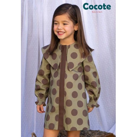 Cocote Winter Girl Green Dress Spots