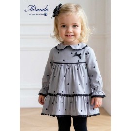 Miranda Winter Baby Girl Gray Dress Black Spots