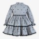Miranda Winter Girl Gray Dress Black Spots