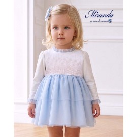 Miranda Invierno Vestido bebé niña Ceremonia Blanco y Azul