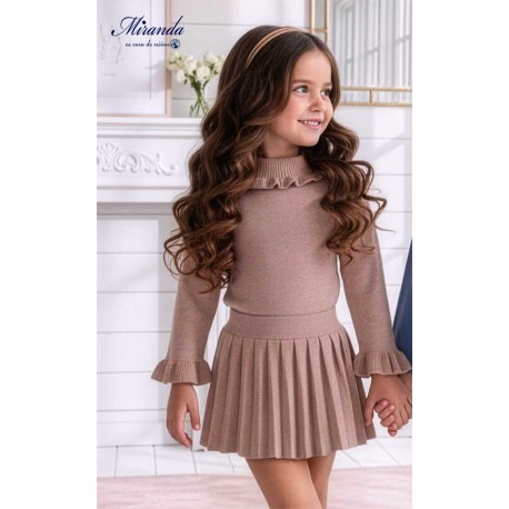 Miranda Invierno Vestido niña Punto Beig Tostado