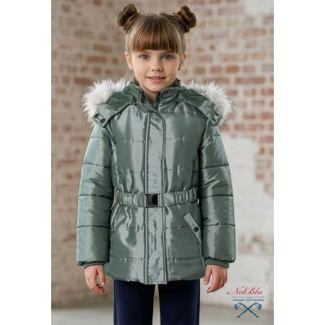 Nel Blu Winter Girl Padded Soft Green Coat