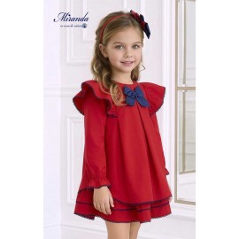 Miranda Invierno Vestido niña Rojo Lazo Marino