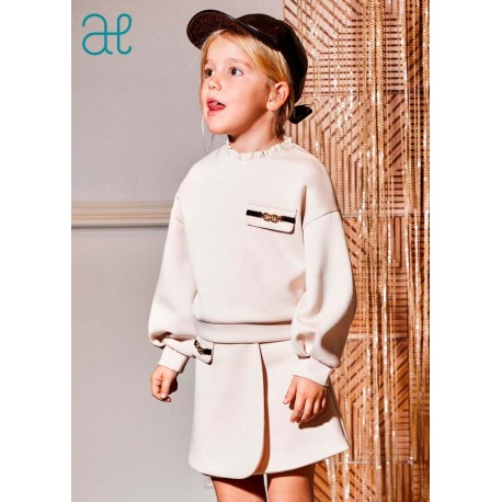 Abel & Lula Invierno Conjunto niña Falda Felpa Avena