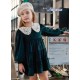 Nekenia Winter Girl Velour Dark Green Dress