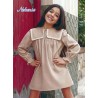 Nekenia Winter Girl Beige Dress Square Collar