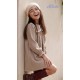 Nekenia Winter Girl Beige Dress Square Collar