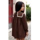 Nekenia Winter Girl Brown Dress Square Collar