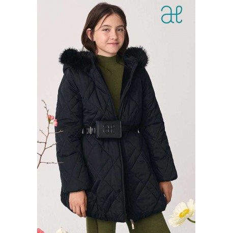 Abel & Lula Invierno Chaquetón niña Negro con Cartera