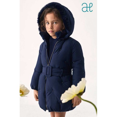 Abel & Lula Winter Girl Navy Jewel Coat