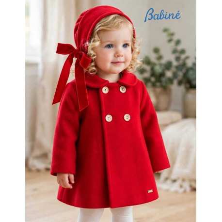 Babiné Invierno Trenca bebé niña Muflón Rojo