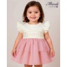 Miranda Summer Baby Girl Beige and Pink Dress Tulle Skirt