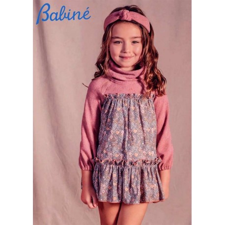 Babine Winter Girl Mauve Dress Flowers