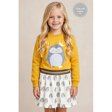 Mon Petit Bonbon Invierno Conjunto niña Pingüino Falda