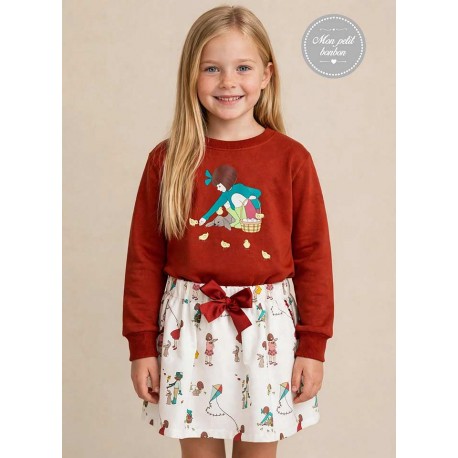 Mon Petit Bonbon Invierno Conjunto niña Pollitos Falda