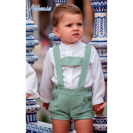 Nekenia Summer Baby Boy Cremony White and Green Set