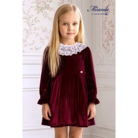 Miranda Invierno Vestido niña Terciopelo Granate