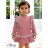 Miranda Invierno Vestido bebé niña Felpa Rosa con Lazos