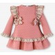 Miranda Invierno Vestido bebé niña Felpa Rosa con Lazos