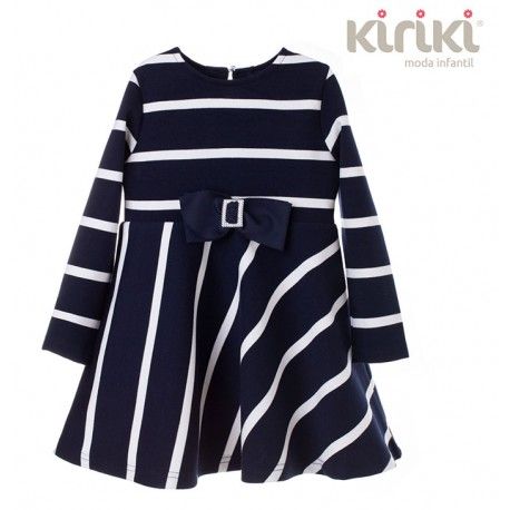 Kiriki Winter Girl Dress Striped Navy
