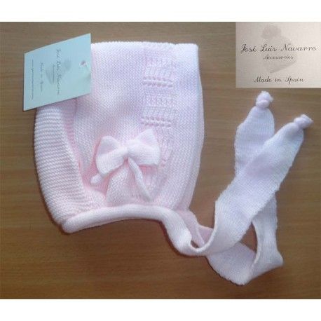 Bonnet with Lace Baby Girl Pink Jose Luis Navarro