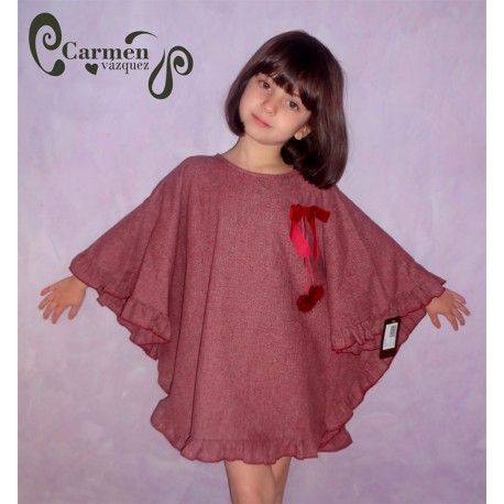 Carmen Vázquez Invierno Vestido niña Delfín Granate