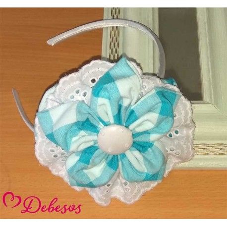 Debesos Verano Diadema niña Turquesa y Blanca