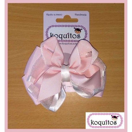 Koquitos Pinza Niña Lazo Rosa Blanco Ceremonia