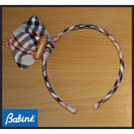 Babiné Invierno Diadema niña Cuadros botón Madera