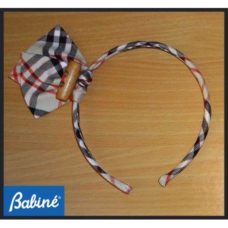 Babiné Invierno Diadema niña Cuadros botón Madera