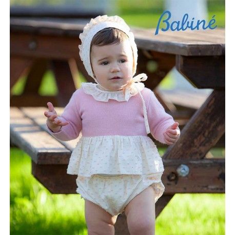 Babine Winter Baby Girl Set Pink Plumetis