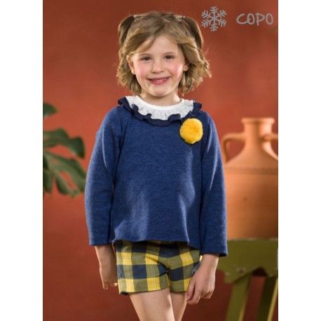 Creaciones Copo Invierno Conjunto niña Azul Mostaza