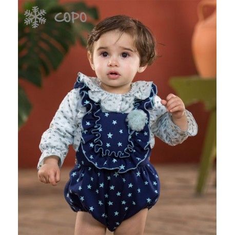 Creaciones Copo Winter Baby Girl Set Navy with Stars
