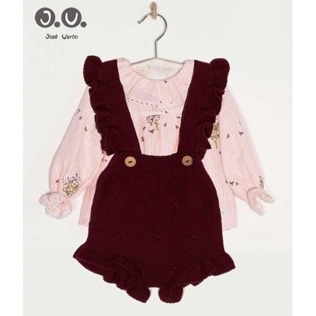 José Varón Invierno Conjunto bebé niña Burdeos Rosa
