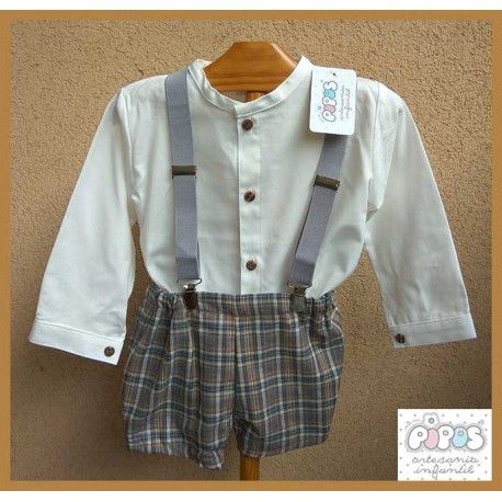 Pipos Winter Baby Boy Set Ocher Squares