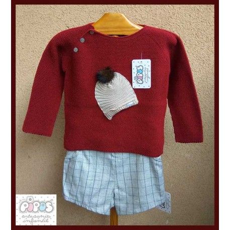 Pipos Winter Baby Boy Set Hat Wine