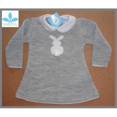 Sardon Invierno Vestido bebé niña Rabit Gris