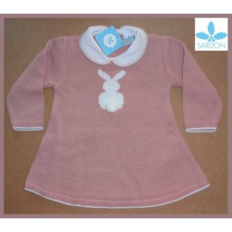 Sardon Winter Baby Girl Pink Dress Rabit