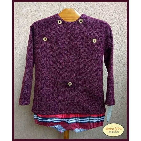 BabyYiro Invierno Conjunto bebé niño Granate Cuadros