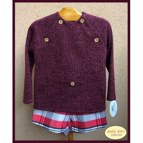 BabyYiro Winter Boy Set Wine and Squares