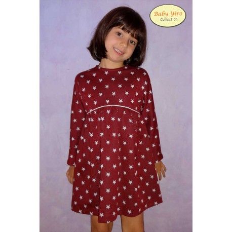 BabyYiro Invierno Vestido niña Estrellas Granate