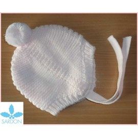 Sardon Gorro Bebé niña Rosa con Pompón de Lana