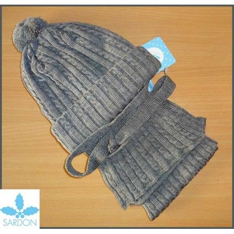 Sardon Scarf and Hat Boy Dark Gray