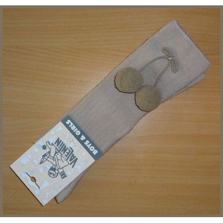 Valentin Girl Camel High Socks with Pompoms